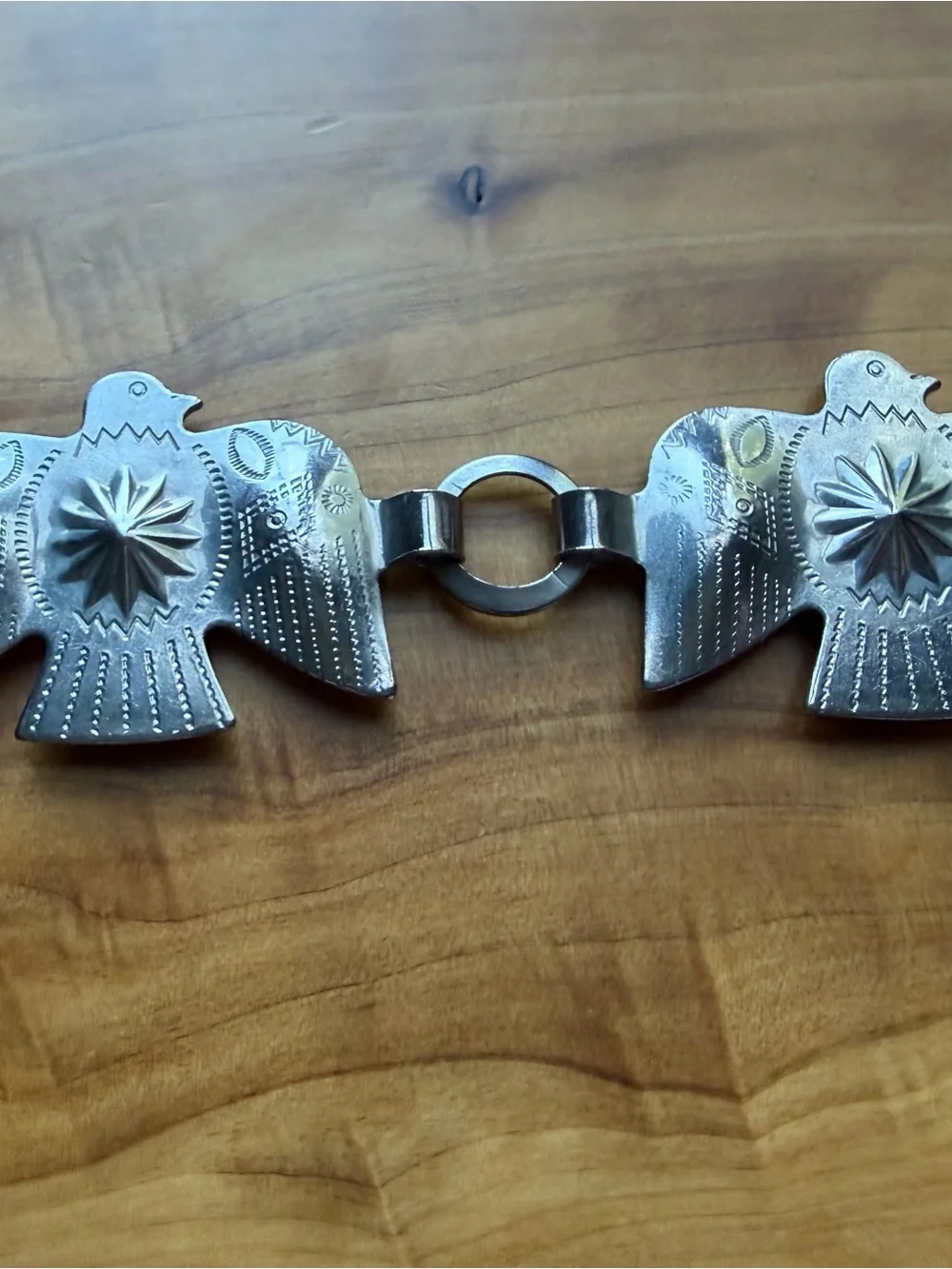 Silver Southwestern Thunderbird Concho Belt -  Decorative Western Link Belt